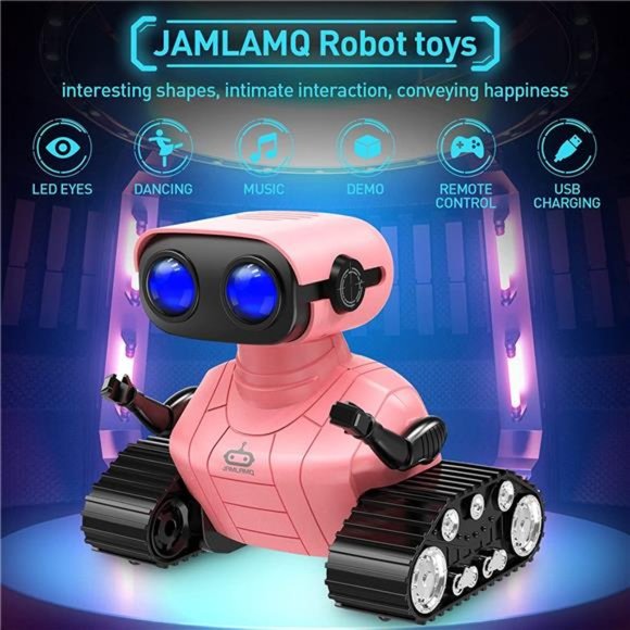 Robot for Kids Toy-Remote Control Robot Toys with Music and LED Eyes(Shiny Pink) - Picture 2 of 6